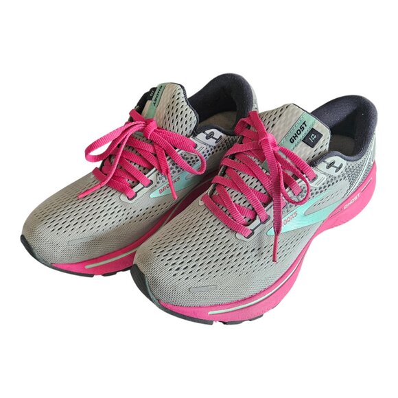 Brooks Ghost 14 Women Running Shoes Size 8 Gray Pink Cushioned Sneaker - Picture 4 of 9